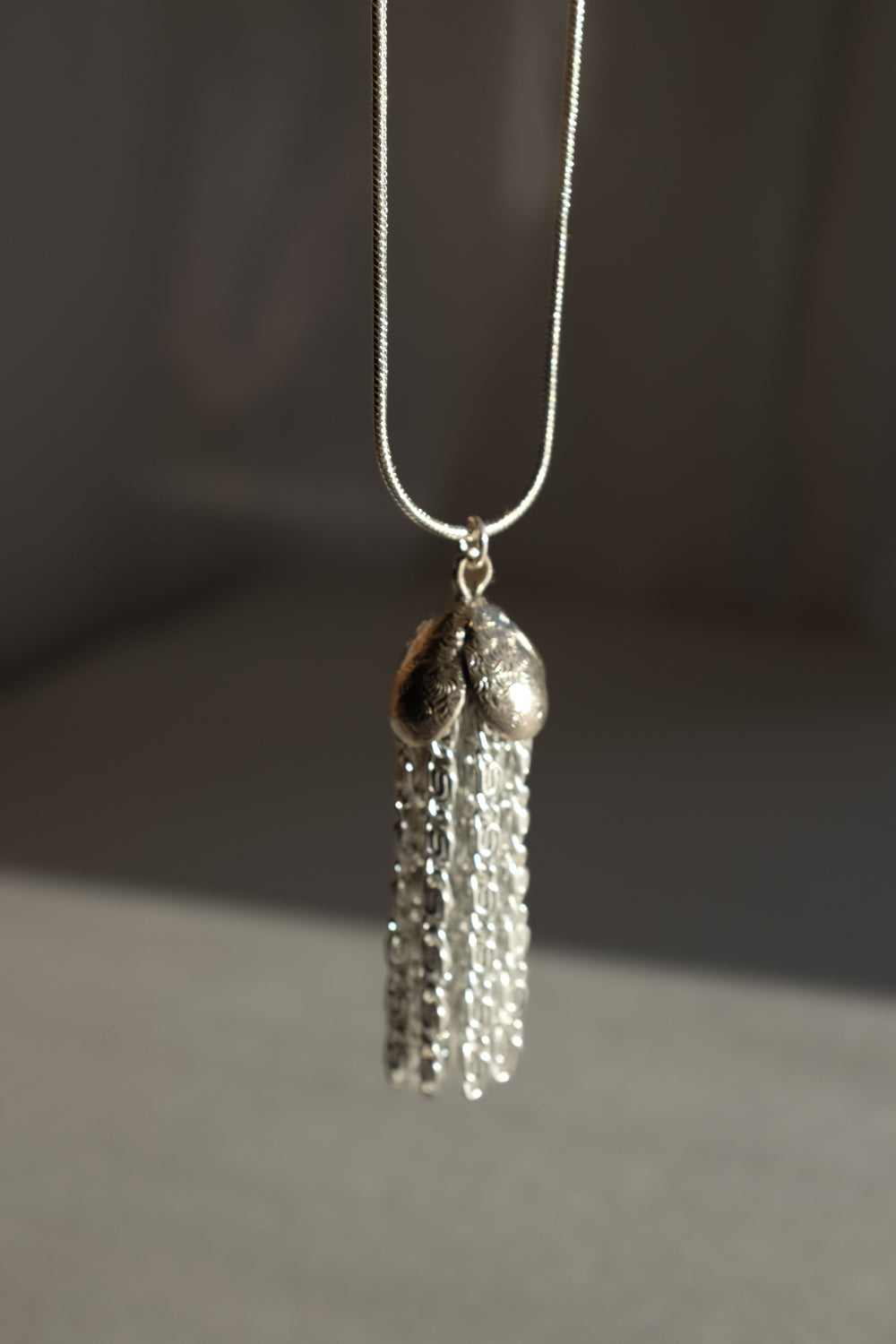 LONG TASSEL PENDANT VINTAGE SILVER 925 NECKLACE