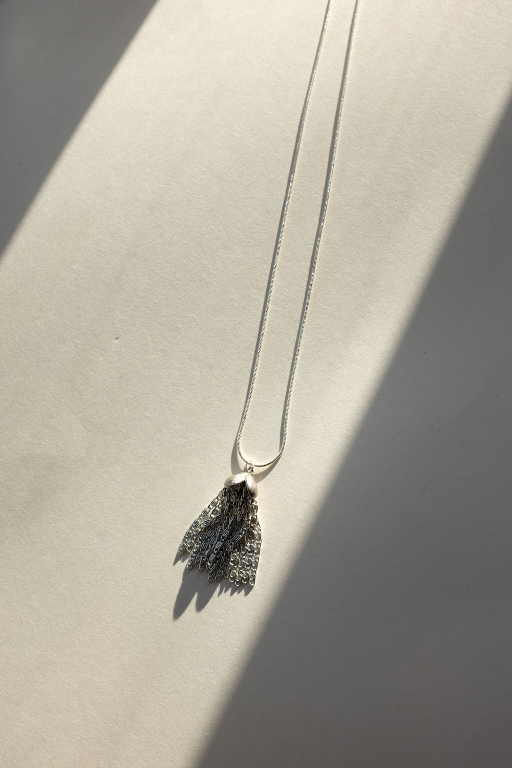 LONG TASSEL PENDANT VINTAGE SILVER 925 NECKLACE