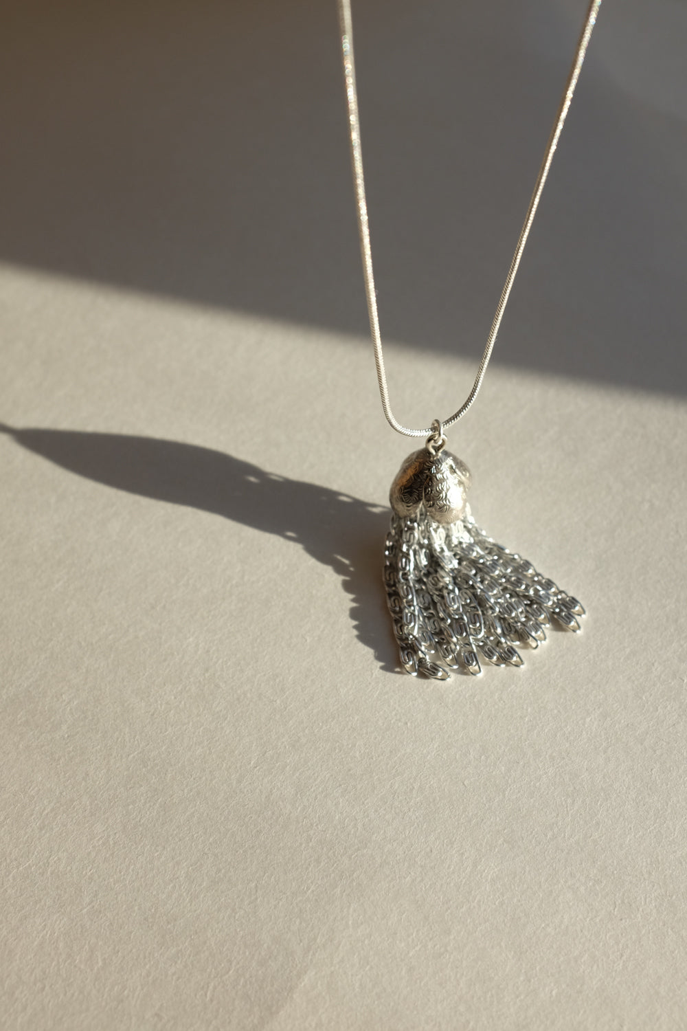 LONG TASSEL PENDANT VINTAGE SILVER 925 NECKLACE