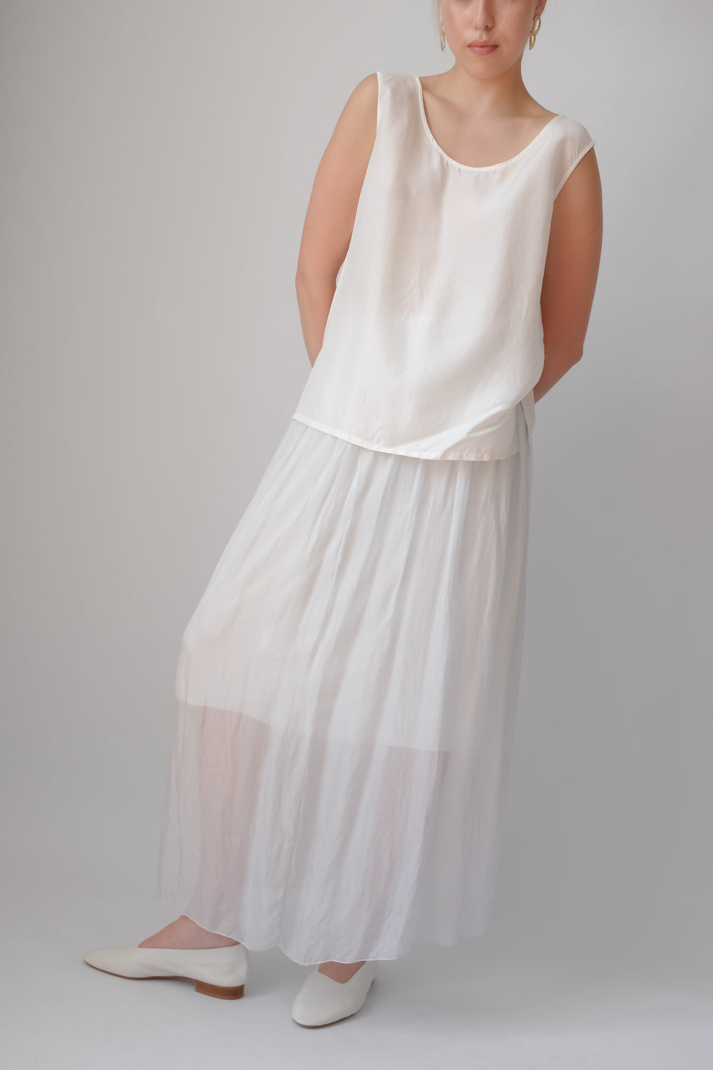 PURE TENDER SILK PALE BLUE MAXI SKIRT
