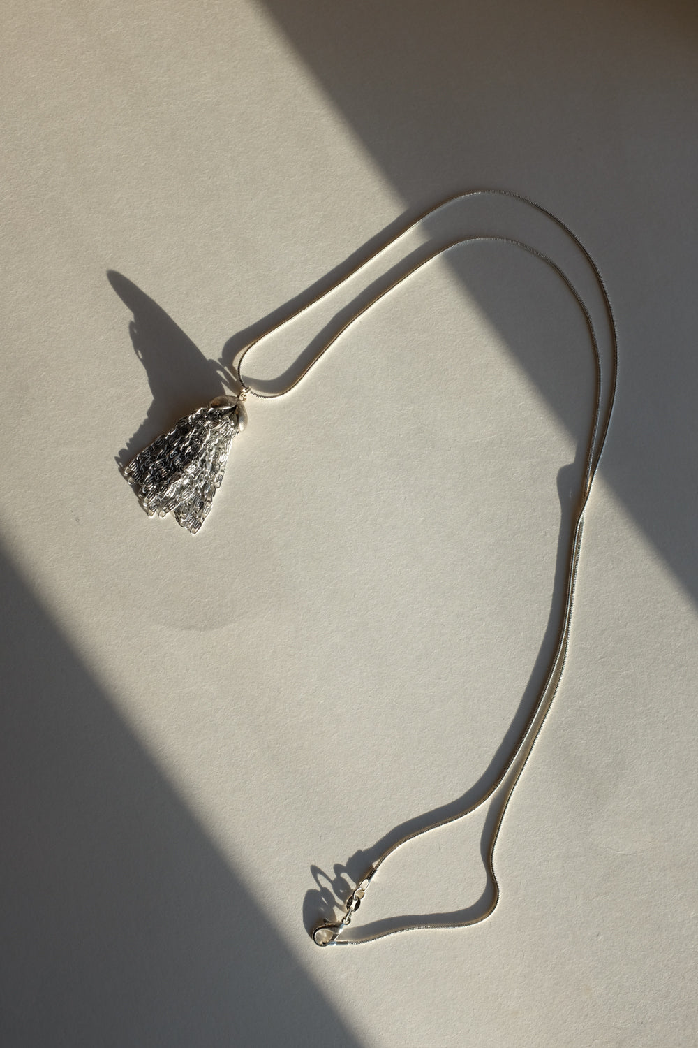 LONG TASSEL PENDANT VINTAGE SILVER 925 NECKLACE