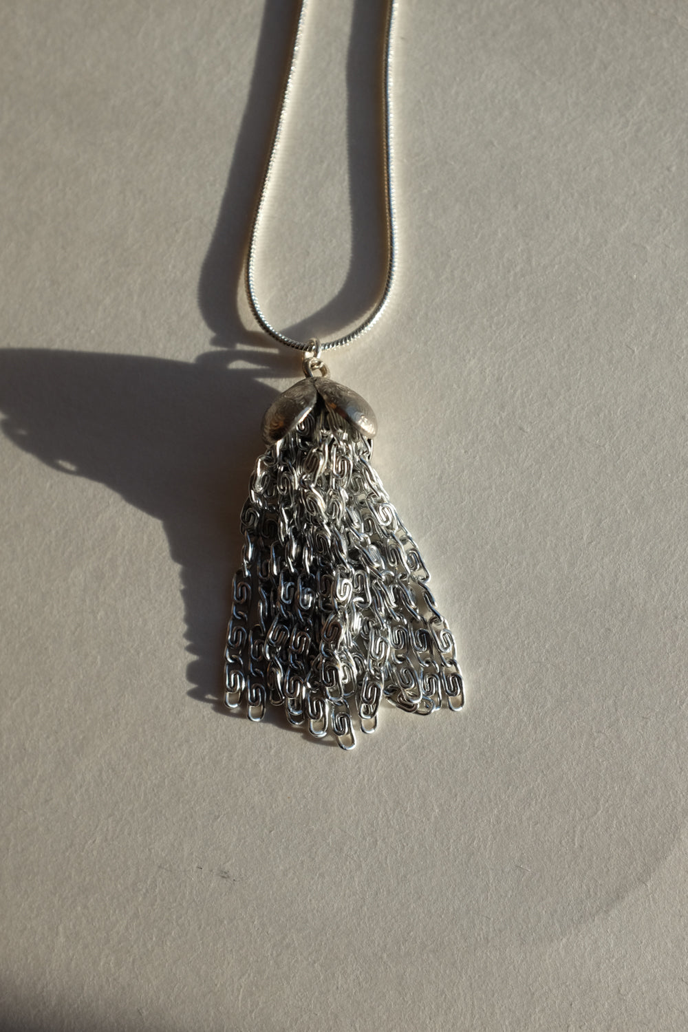 LONG TASSEL PENDANT VINTAGE SILVER 925 NECKLACE