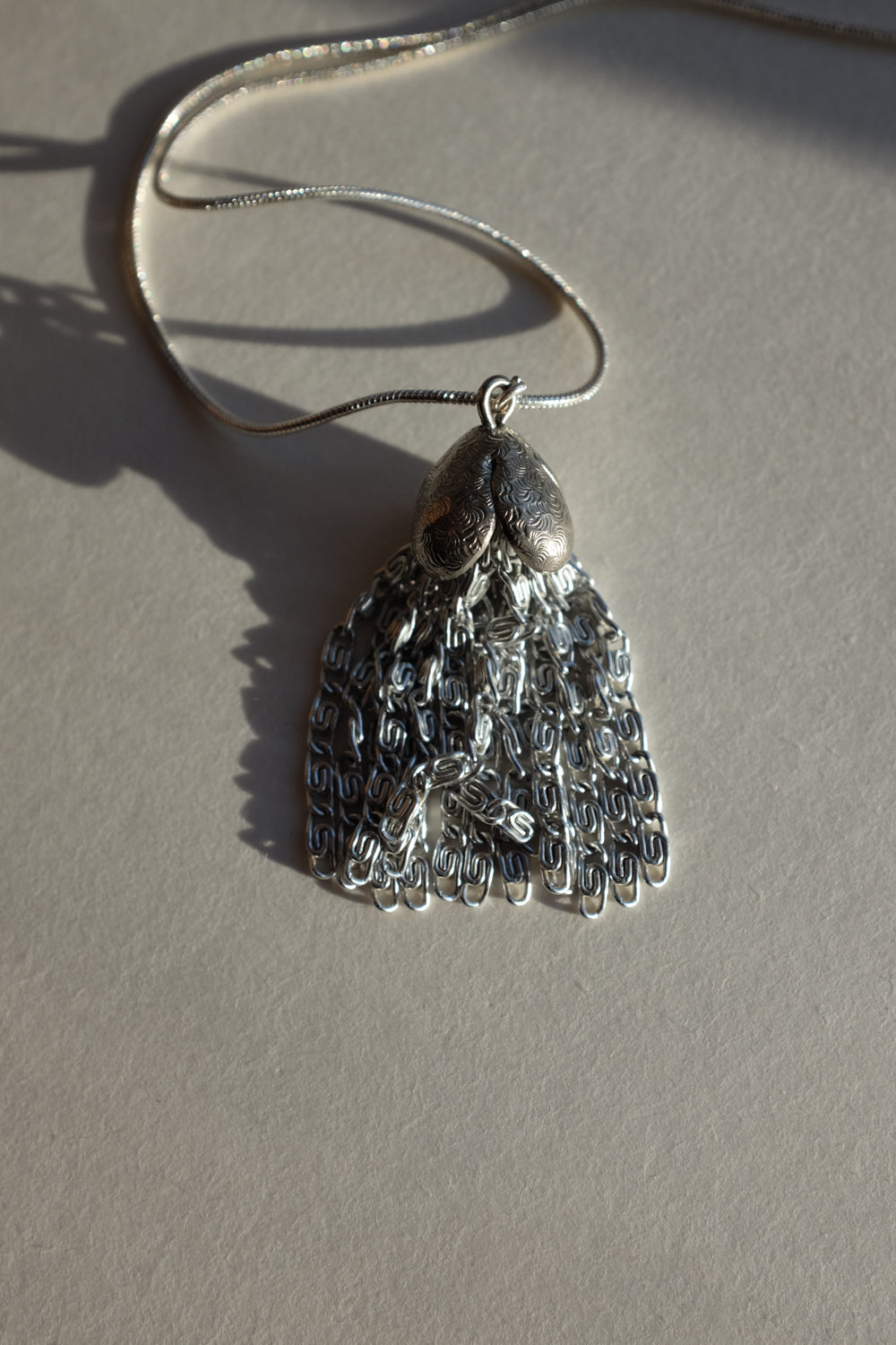 LONG TASSEL PENDANT VINTAGE SILVER 925 NECKLACE
