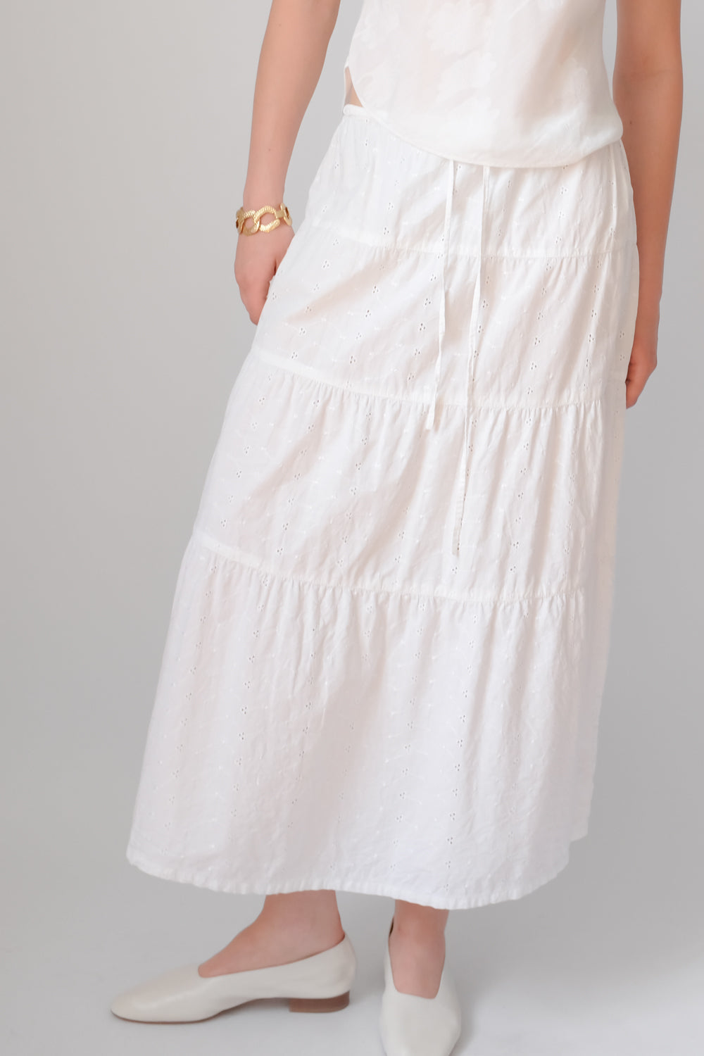 PURE COTTON LACE WHITE MAXI VINTAGE SKIRT