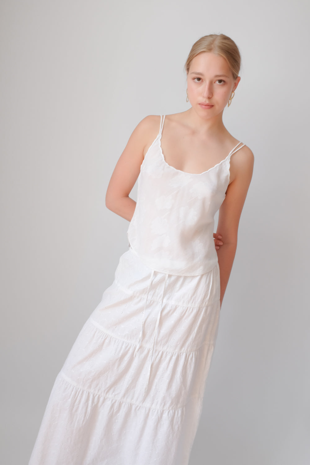 PURE COTTON LACE WHITE MAXI VINTAGE SKIRT