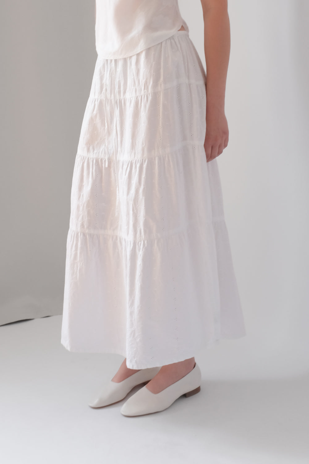 PURE COTTON LACE WHITE MAXI VINTAGE SKIRT