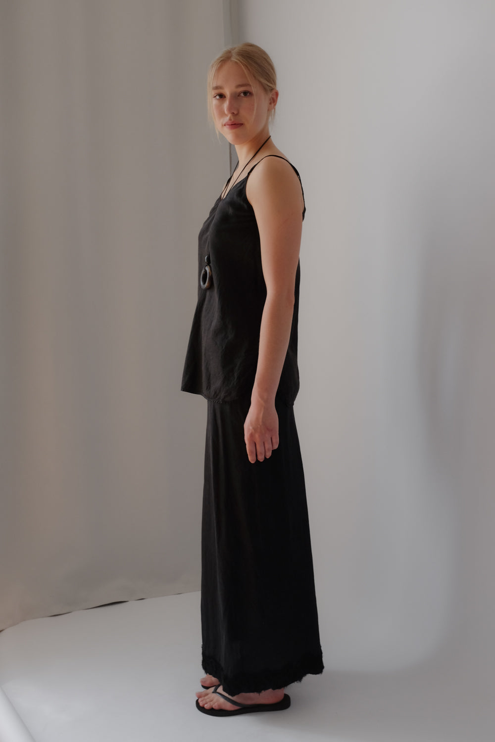 PURE SILK BLACK VINTAGE SLIP TOP