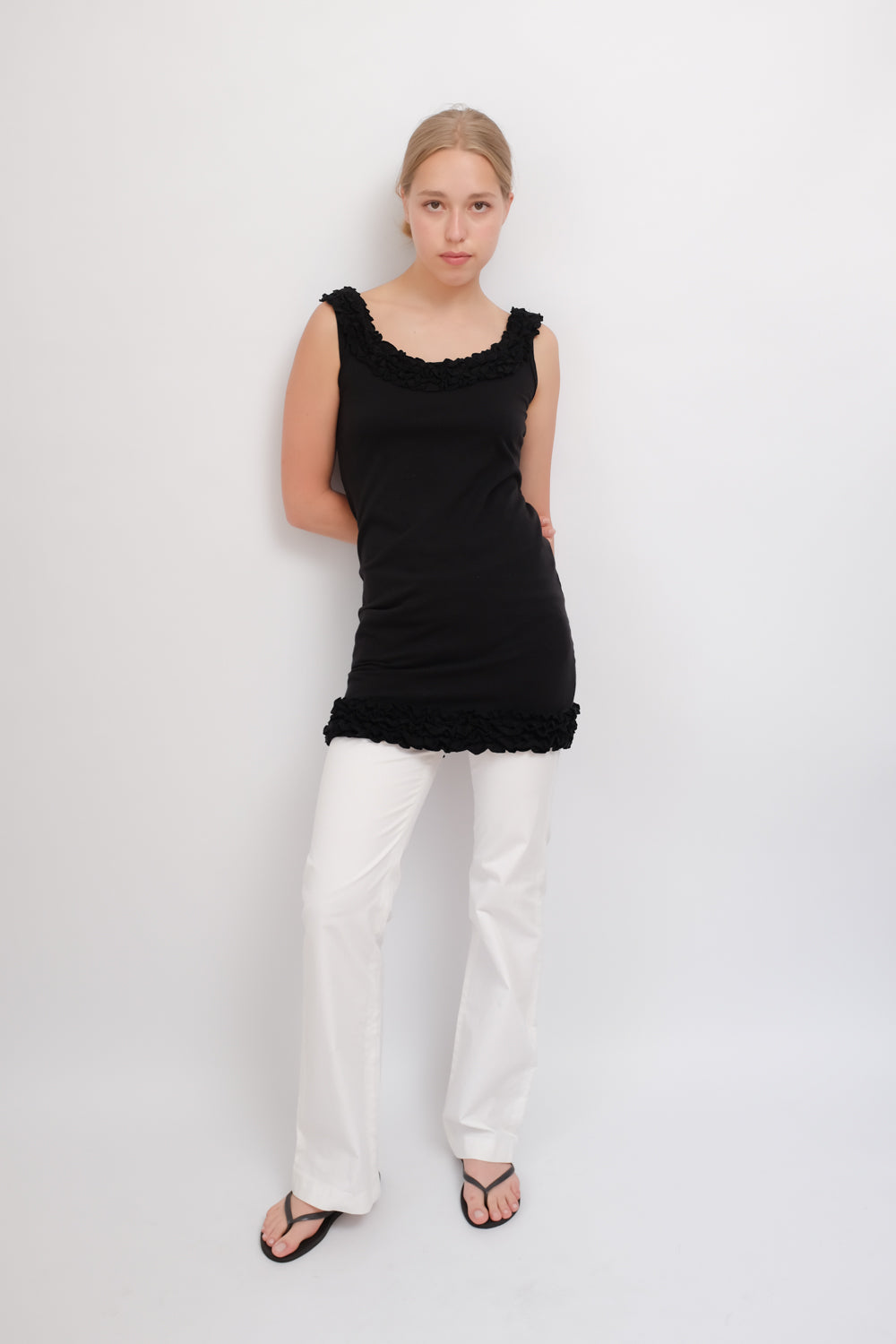 VINTAGE DKNY STRETCHY RUFFLES TANK DRESS
