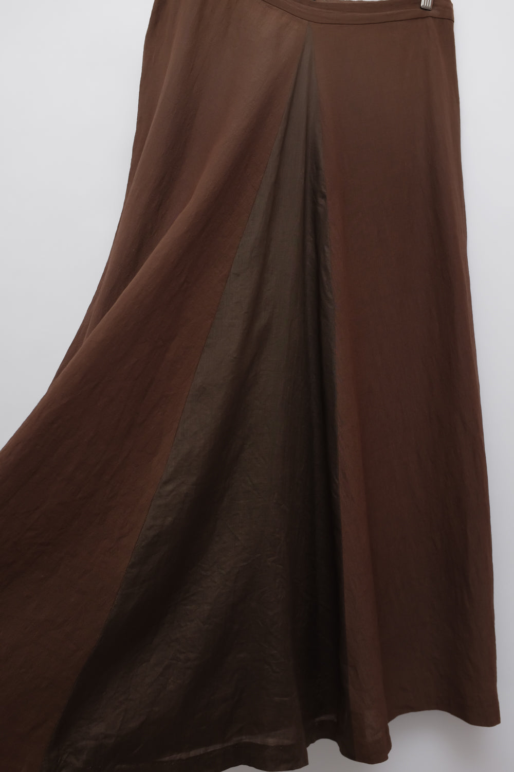 JIL SANDER VINTAGE LONG BROWN SILK SKIRT