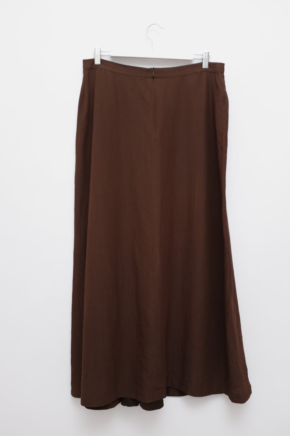 JIL SANDER VINTAGE LONG BROWN SILK SKIRT