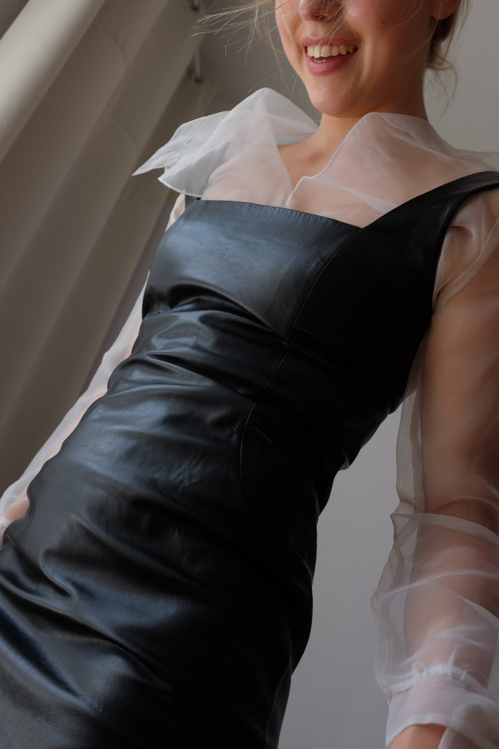 LOEWE BLACK LEATHER DRESS