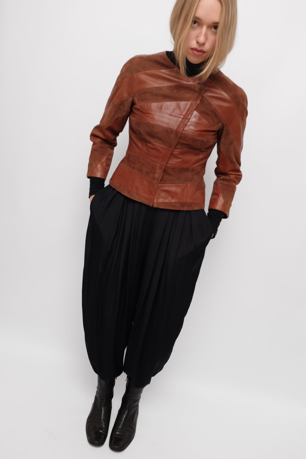 VINTAGE SUEDE LEATHER ASYMMETRICAL JACKET