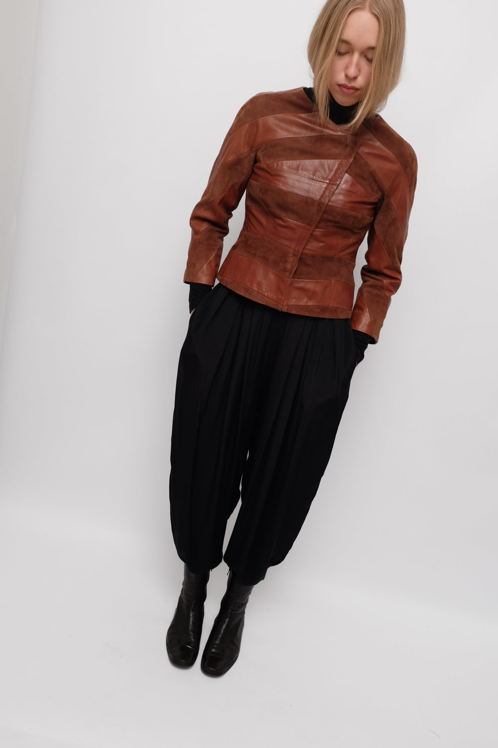 VINTAGE SUEDE LEATHER ASYMMETRICAL JACKET