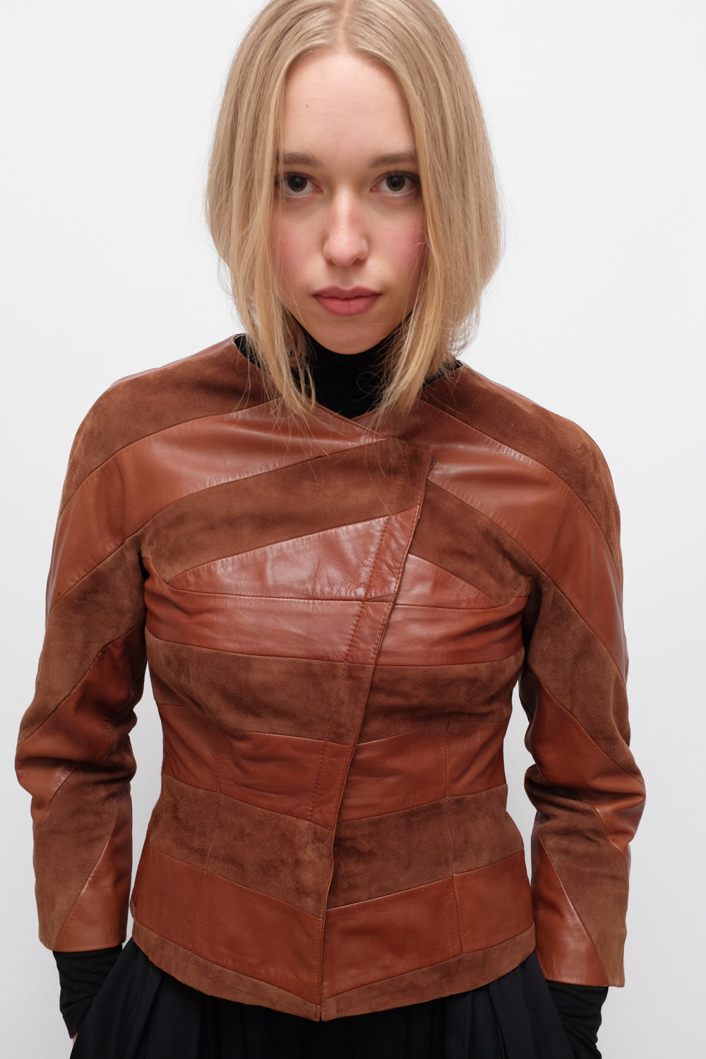 VINTAGE SUEDE LEATHER ASYMMETRICAL JACKET