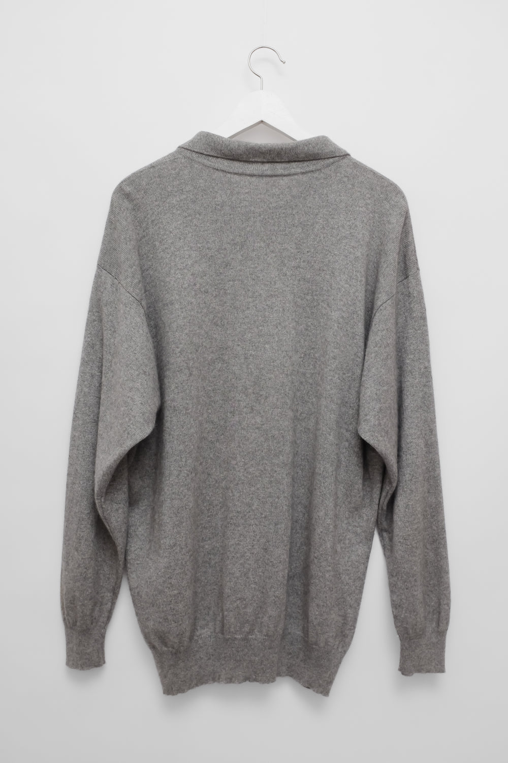 PURE CASHMERE SILK GREY OVERSIZE POLO SWEATER