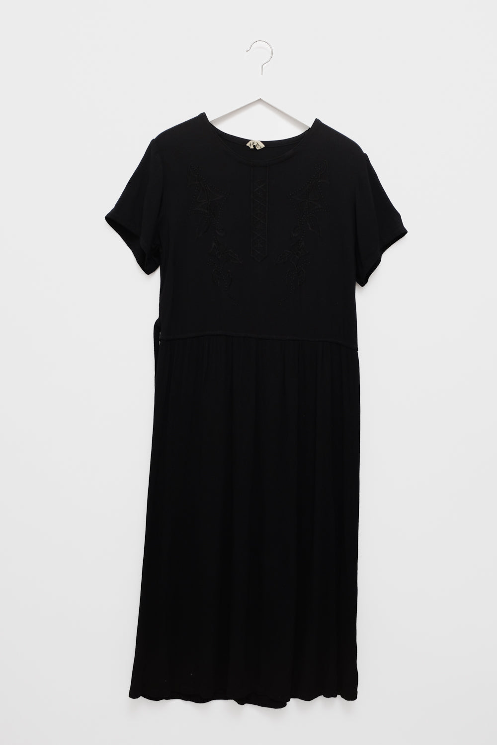 PURE COTTON BLACK MAXI VINTAGE DRESS