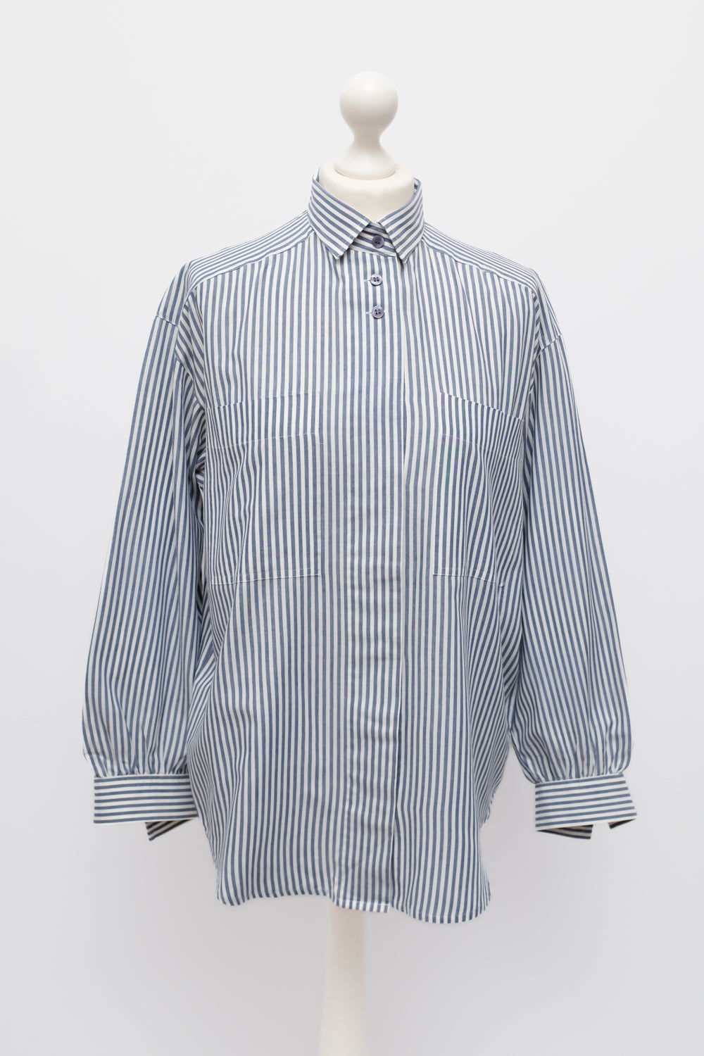 NAVY STRIPED OVERSIZE SHIRT