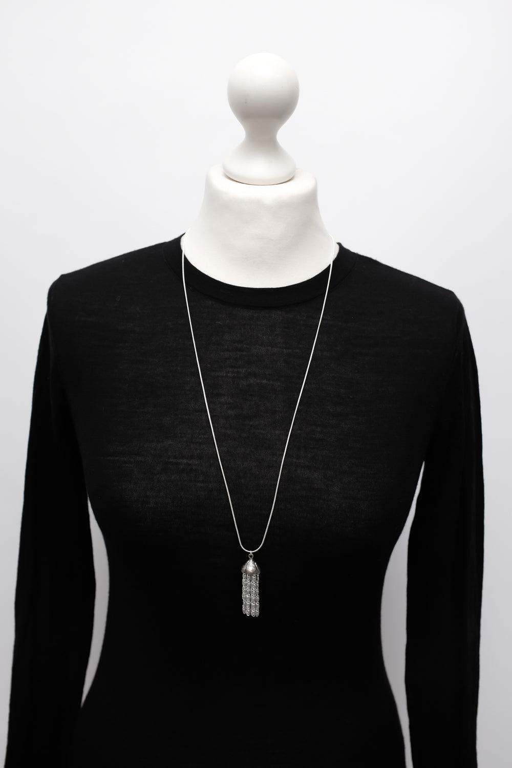 LONG TASSEL PENDANT VINTAGE SILVER 925 NECKLACE