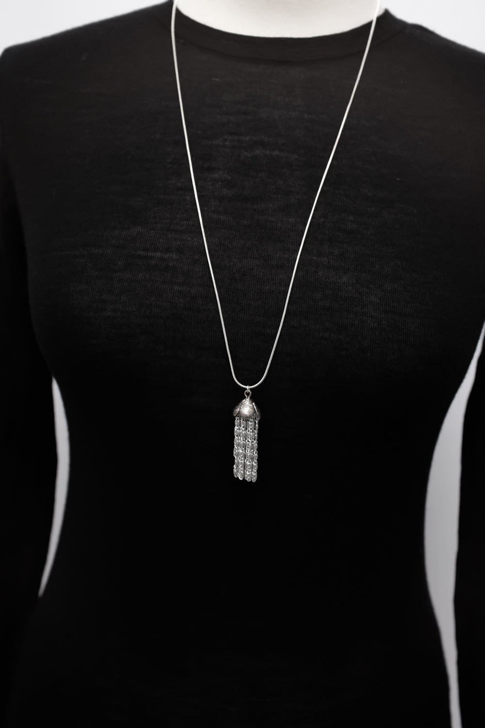 LONG TASSEL PENDANT VINTAGE SILVER 925 NECKLACE
