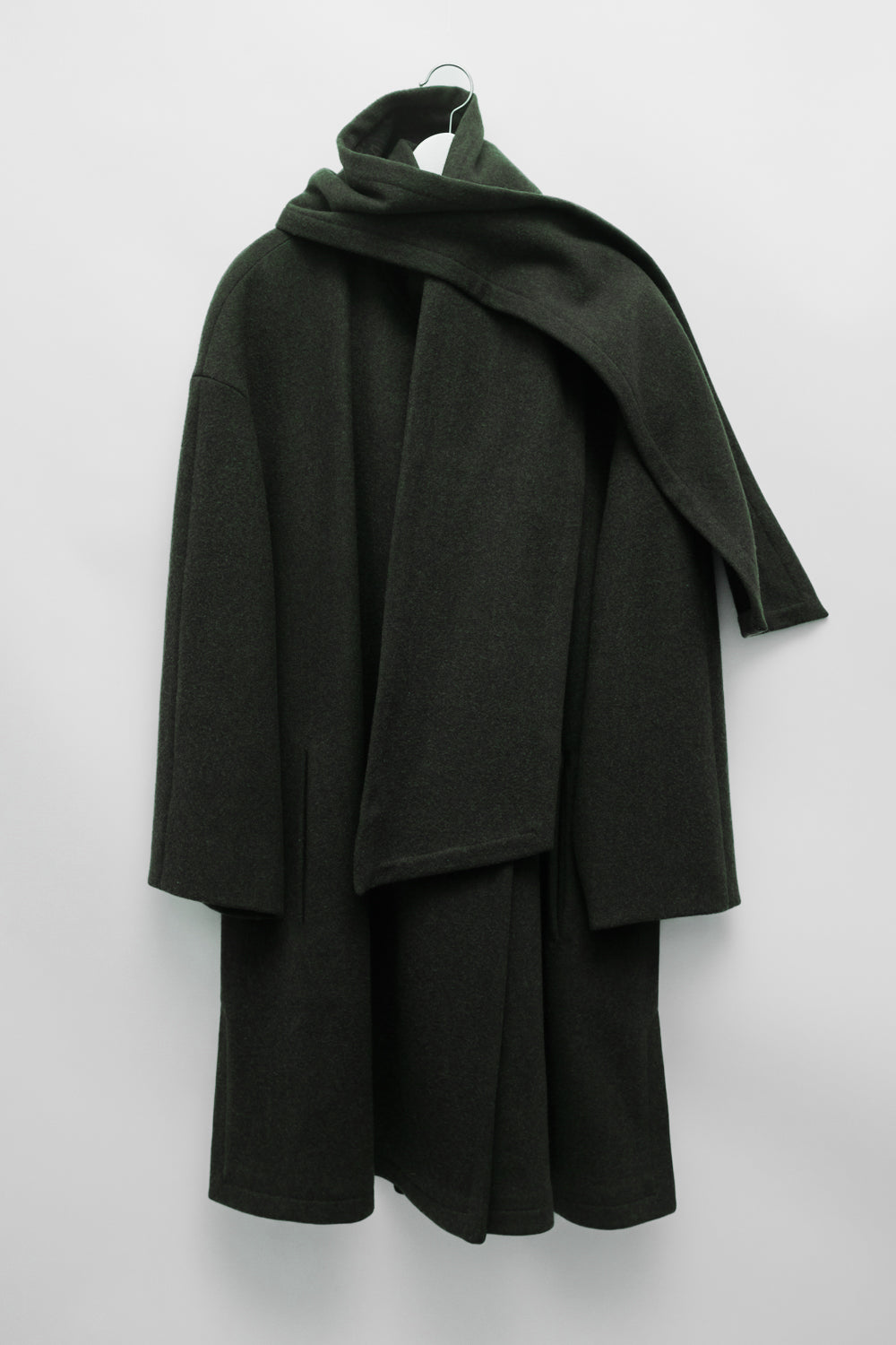 PURE WOOL SCARF GREEN MAXI COAT