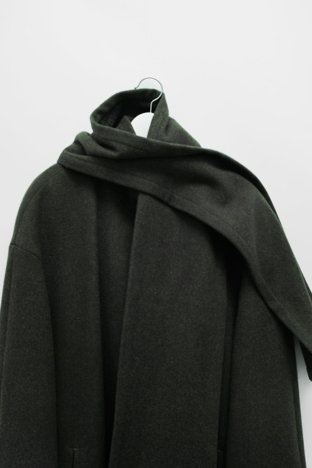 PURE WOOL SCARF GREEN MAXI COAT