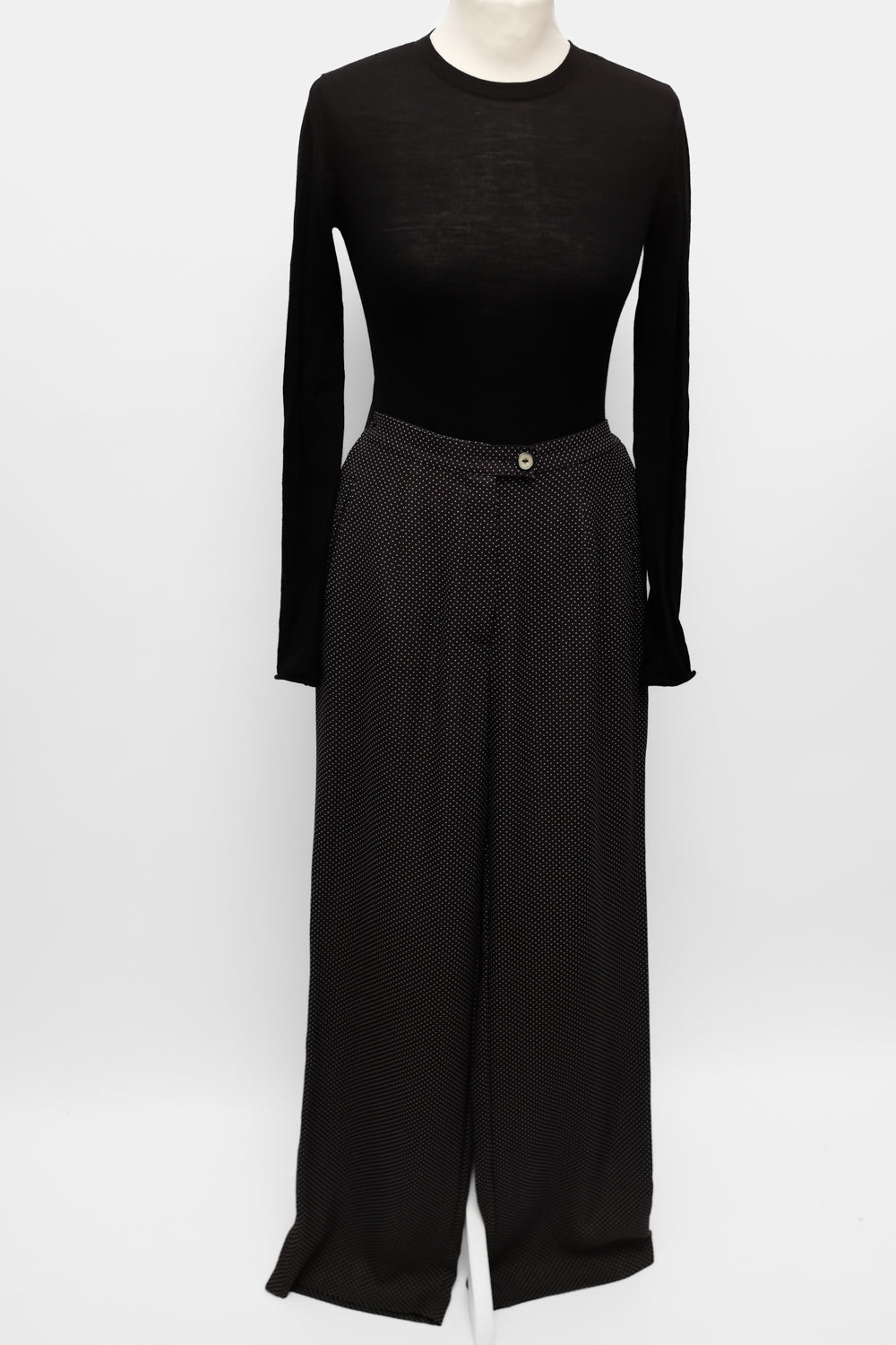 POLKA DOTS BLACK WIDE LEG PANTS