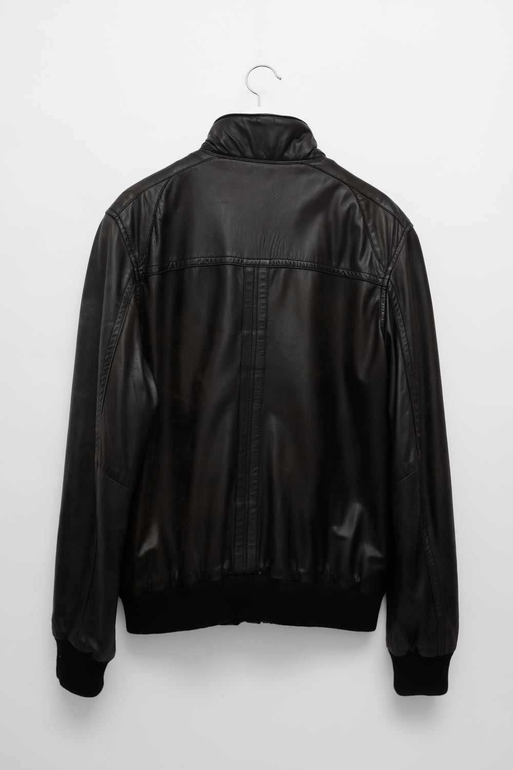 VINTAGE BLACK LEATHER OVERSIZE BOMBER