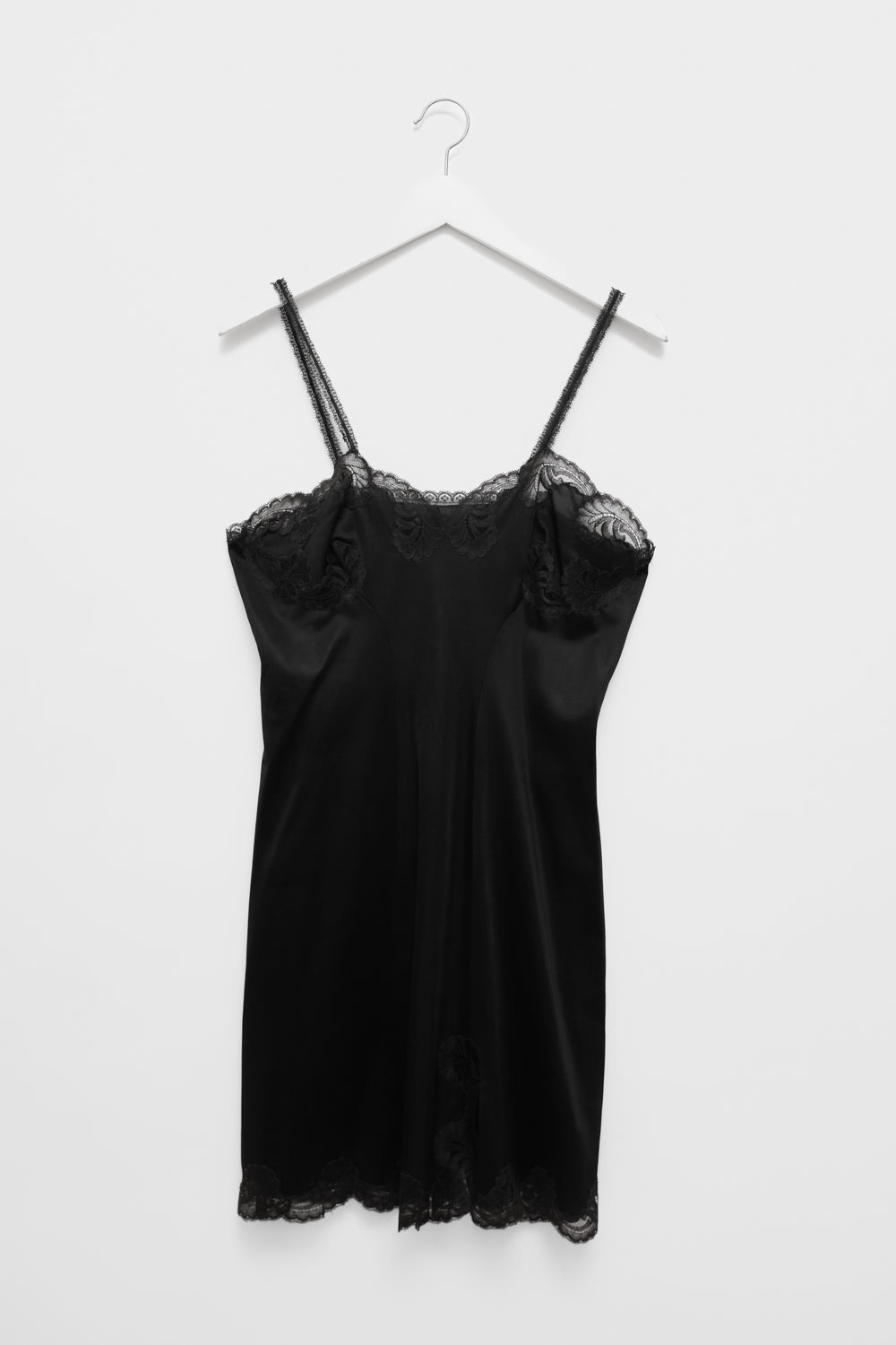 VINTAGE PARIS 1950 BLACK LACE SLIP DRESS