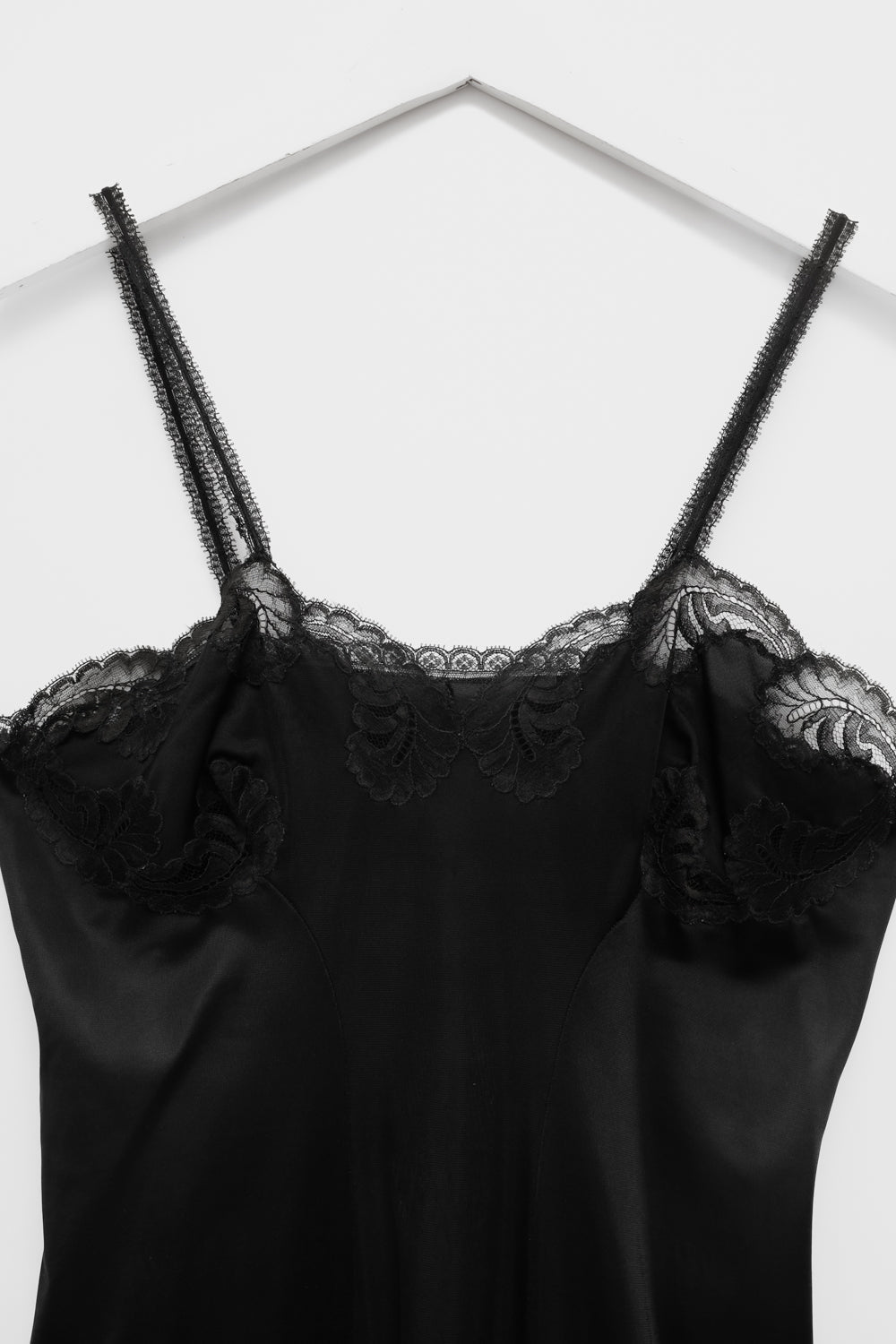 VINTAGE PARIS 1950 BLACK LACE SLIP DRESS