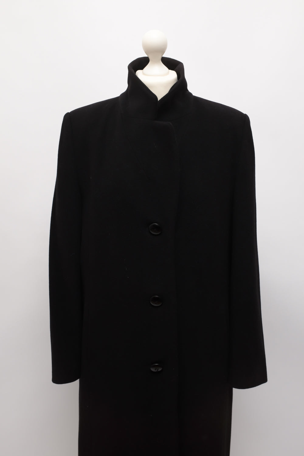 CLASSY BLACK WOOL CASHMERE COAT
