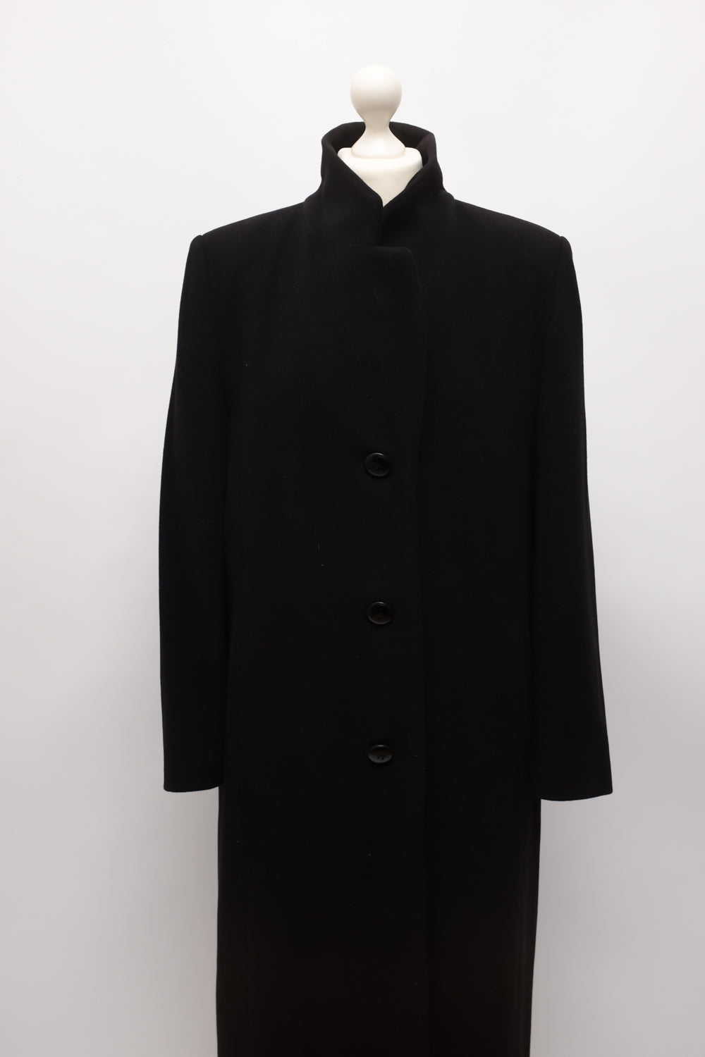 CLASSY BLACK WOOL CASHMERE COAT