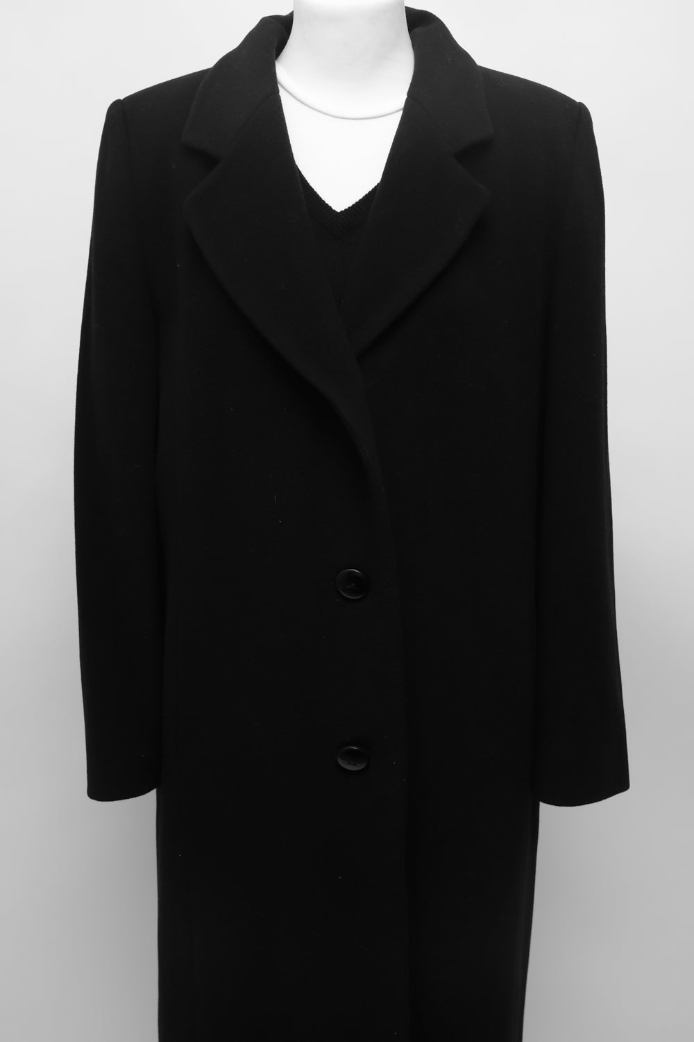CLASSY BLACK WOOL CASHMERE COAT