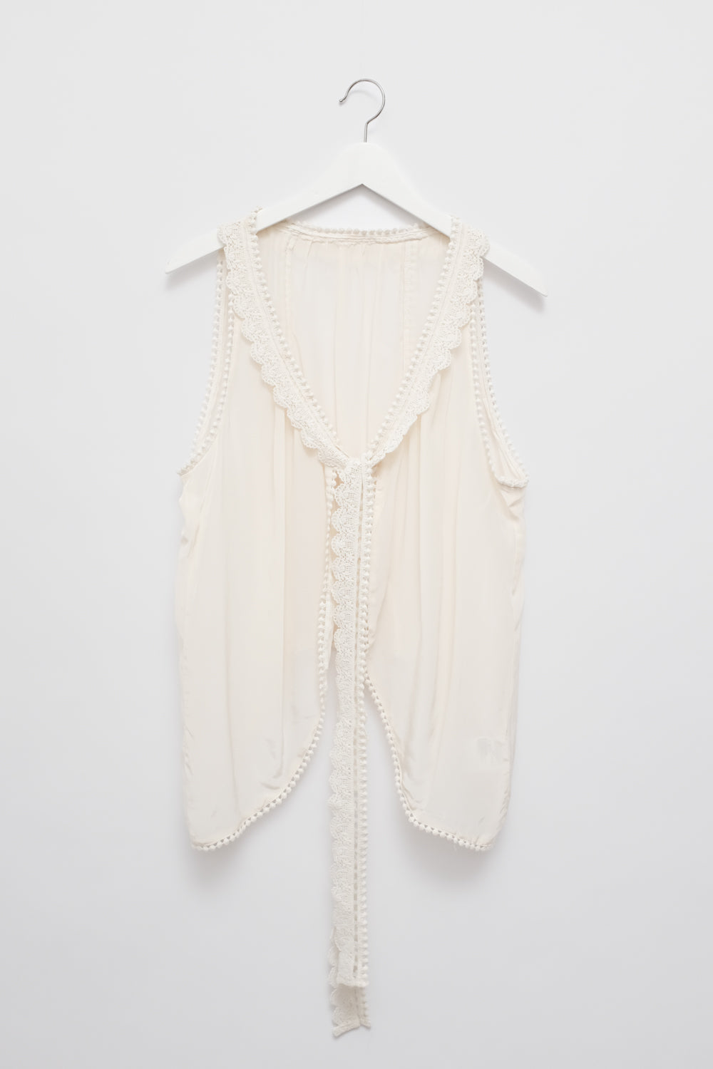 PURE SILK VISCOSE LACE CREAM VEST TOP
