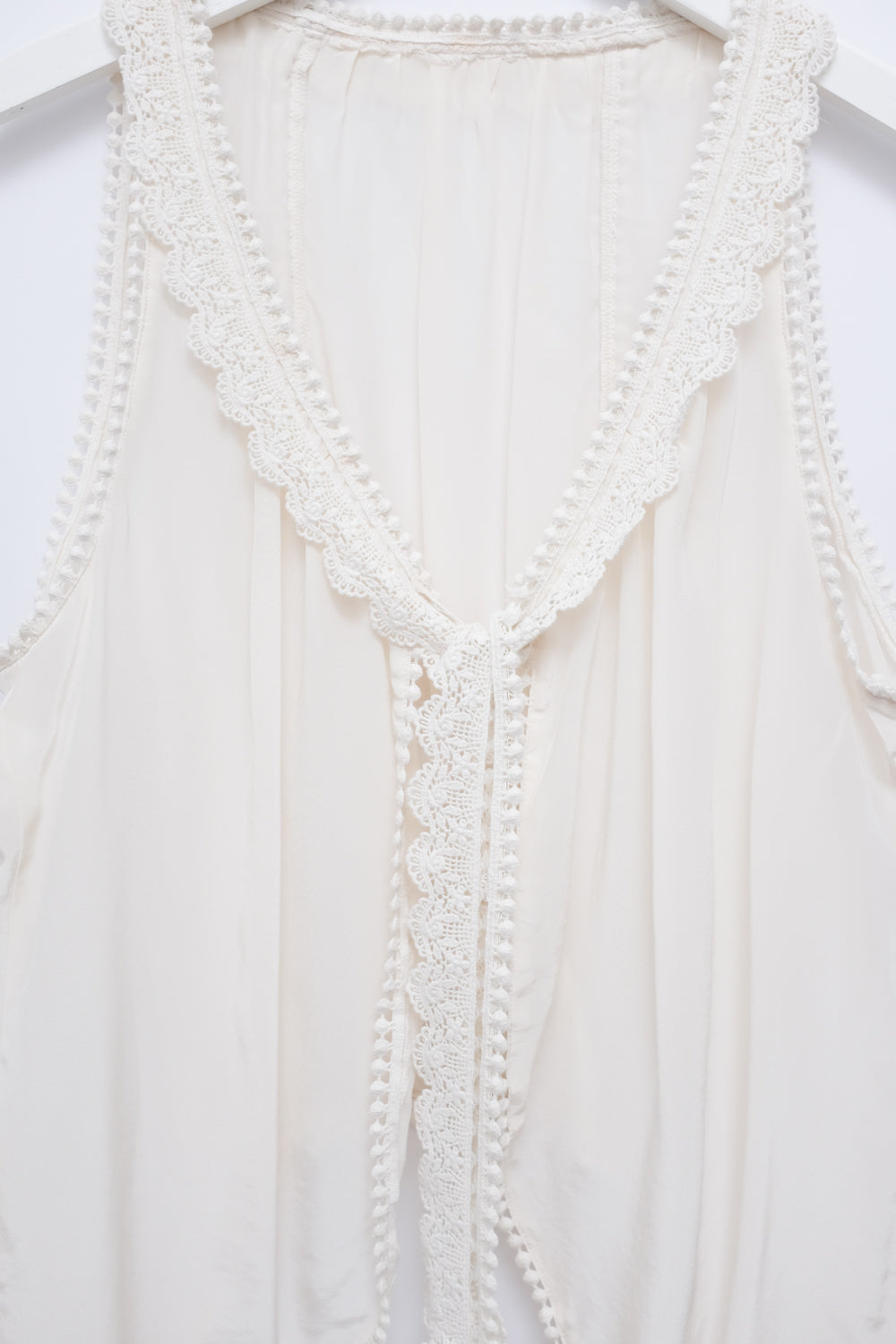 PURE SILK VISCOSE LACE CREAM VEST TOP