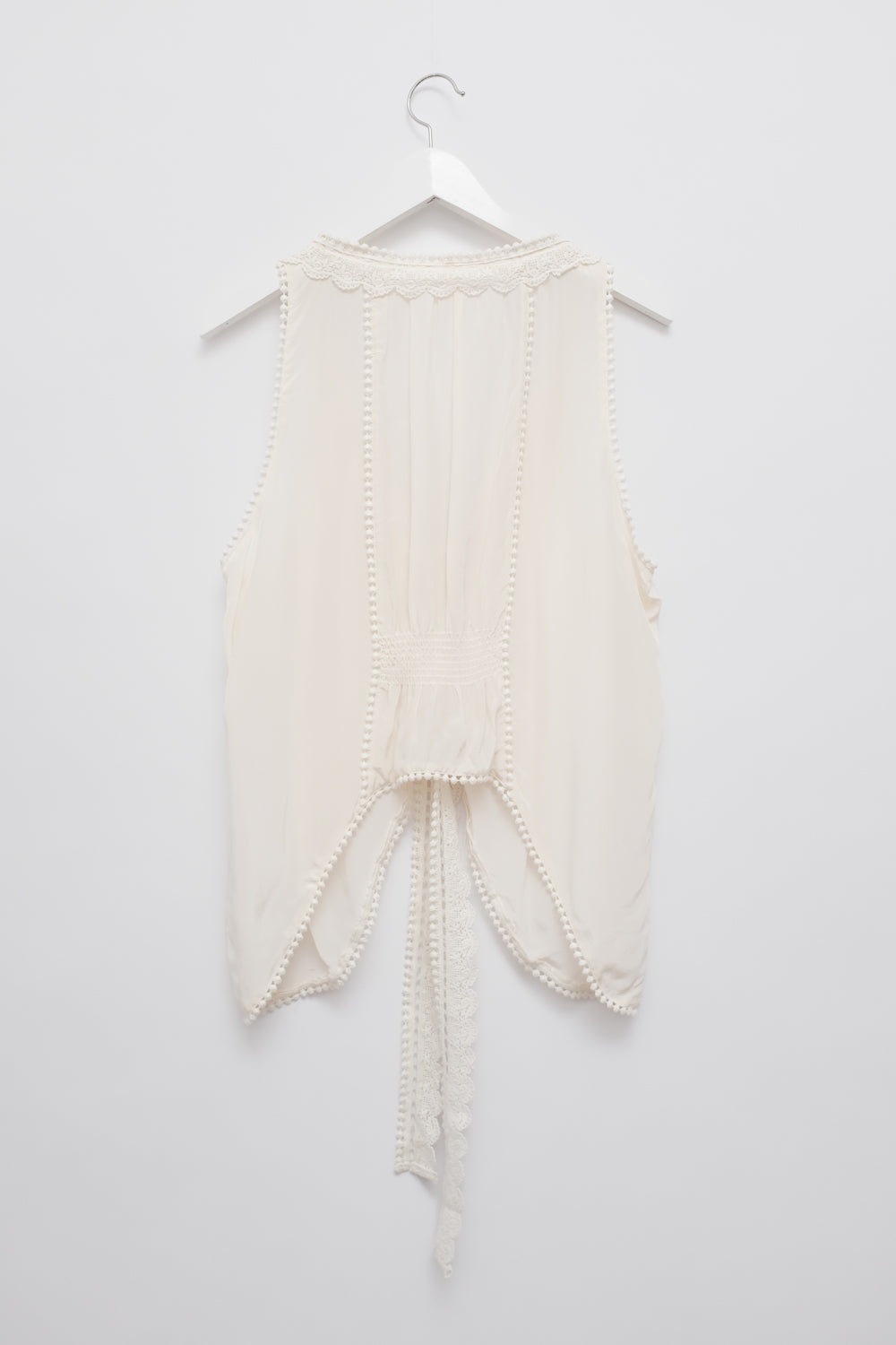 PURE SILK VISCOSE LACE CREAM VEST TOP