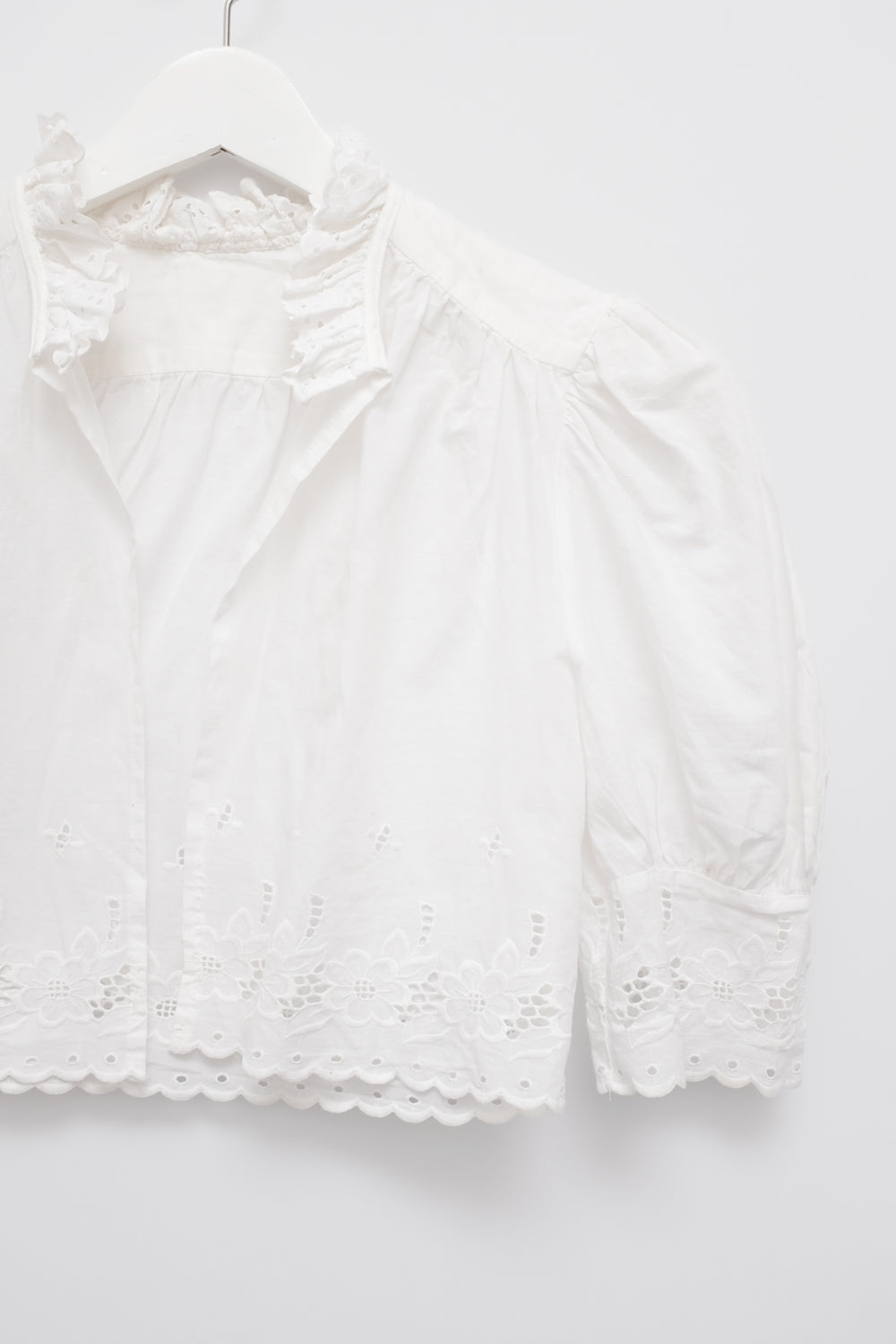 PURE COTTON ANTIQUE VINTAGE LACE CROP JACKET