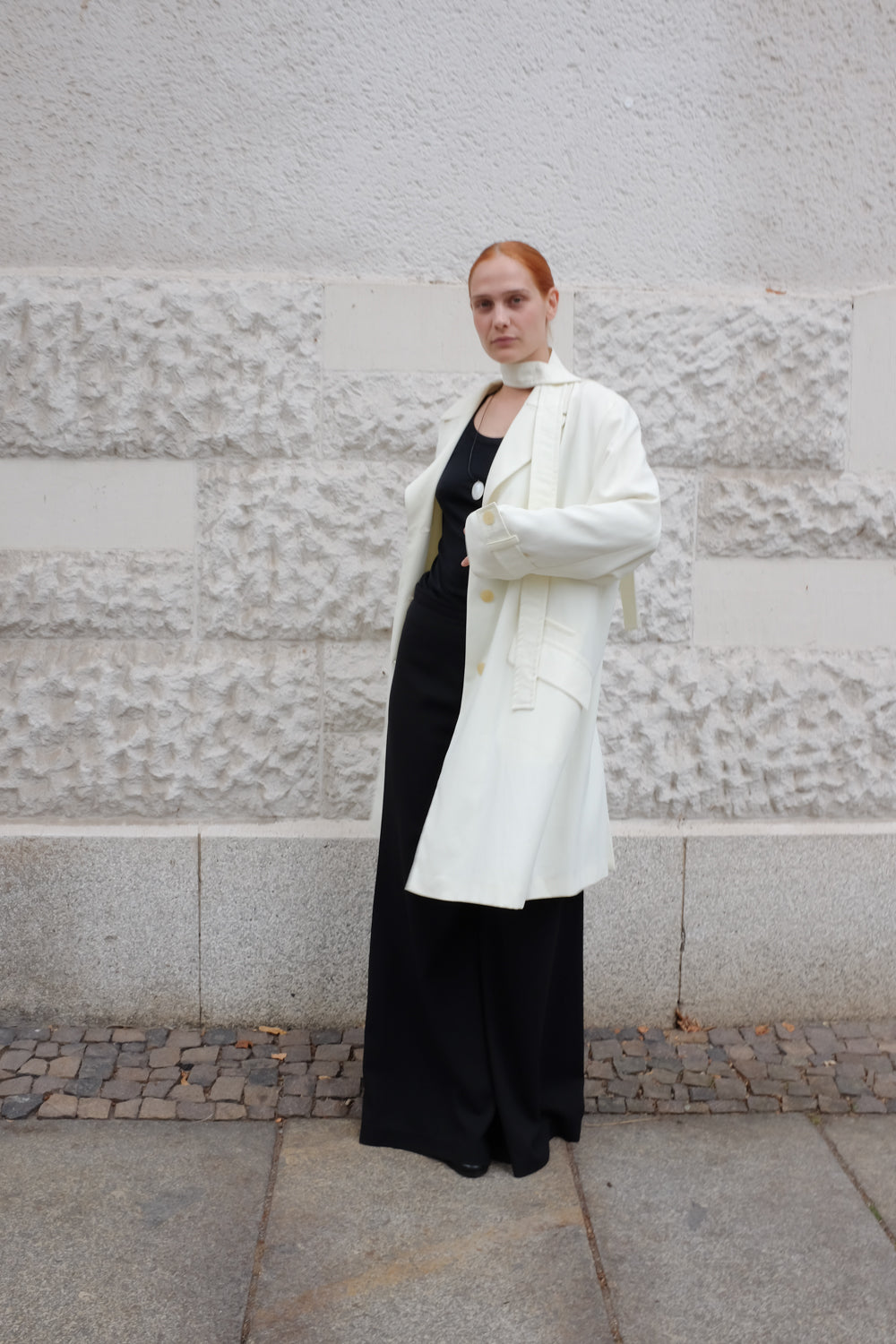CREAM VINTAGE FLOWY TRENCH COAT