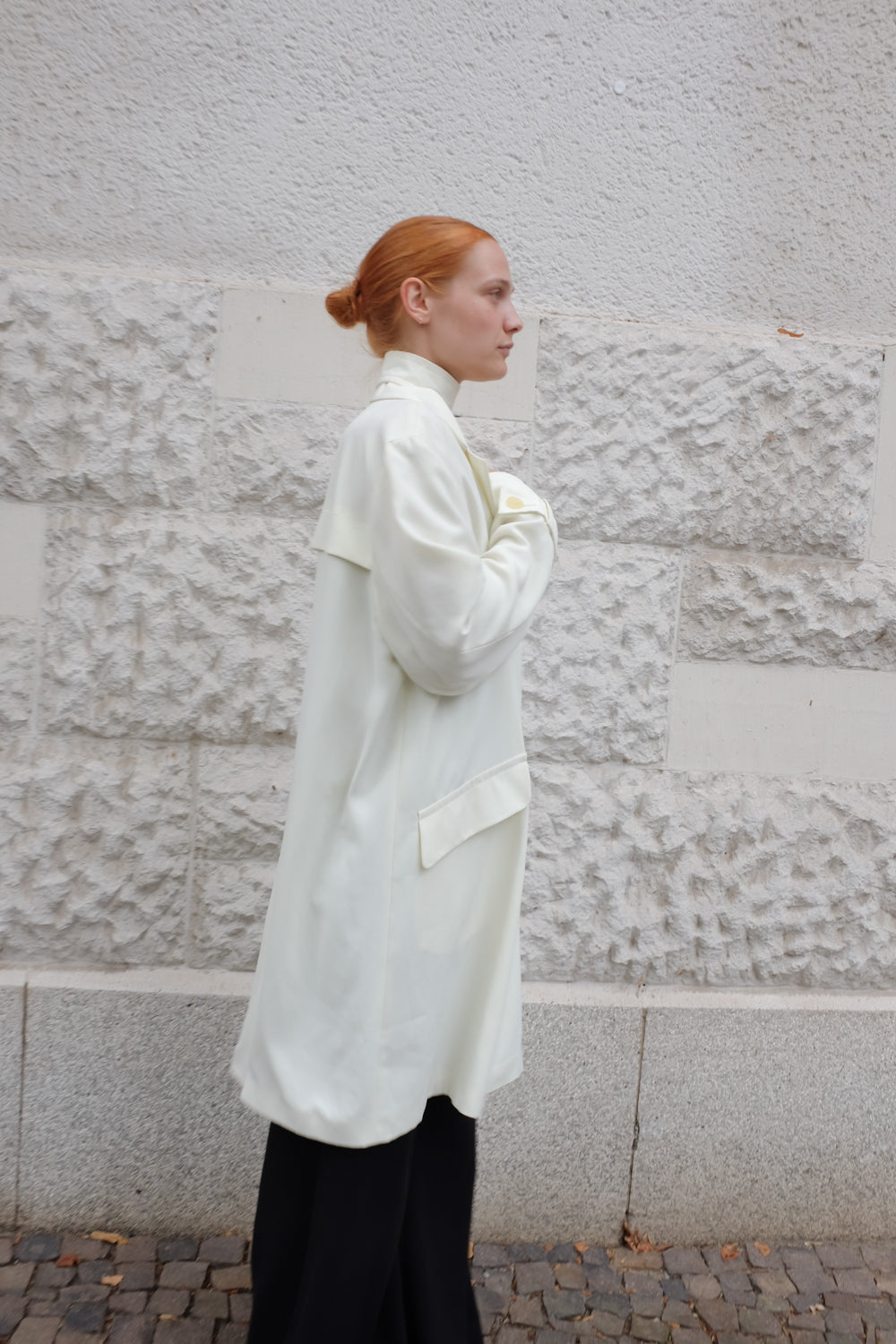 CREAM VINTAGE FLOWY TRENCH COAT