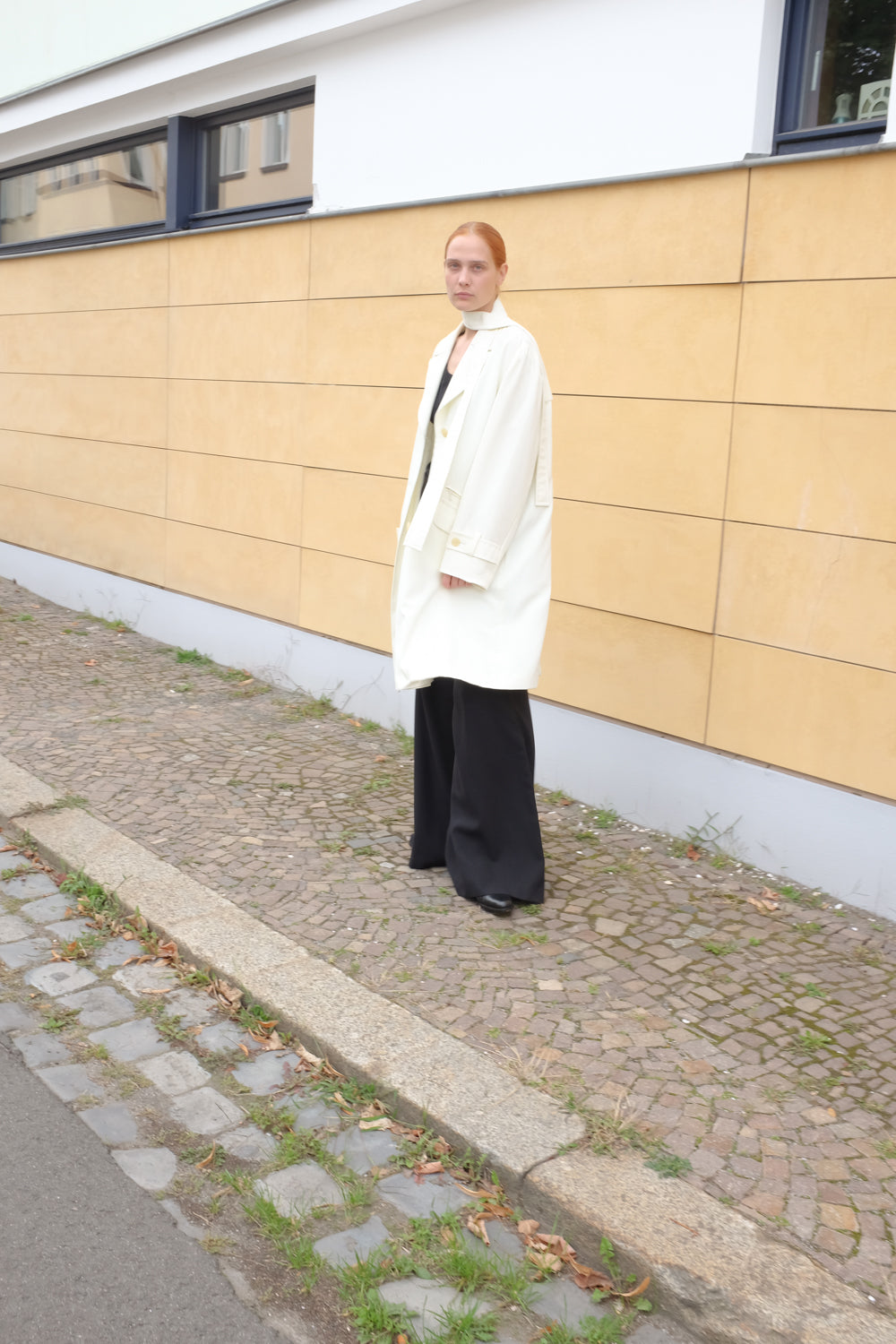 CREAM VINTAGE FLOWY TRENCH COAT