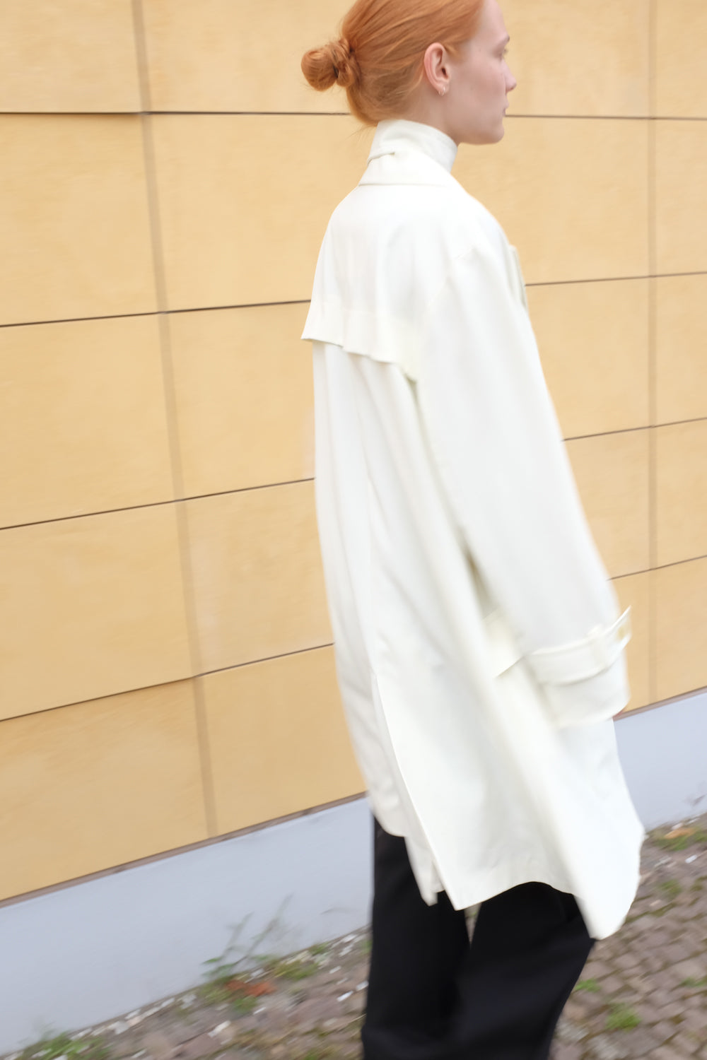 CREAM VINTAGE FLOWY TRENCH COAT