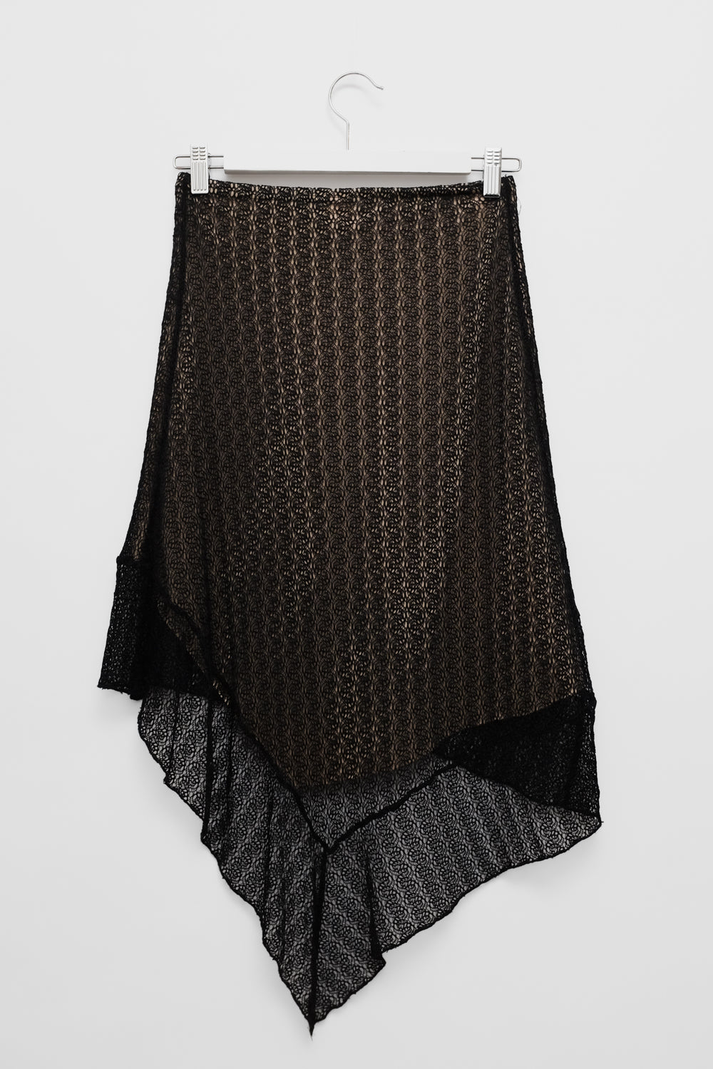 ASYMMETRICAL BLACK LACE SKIRT