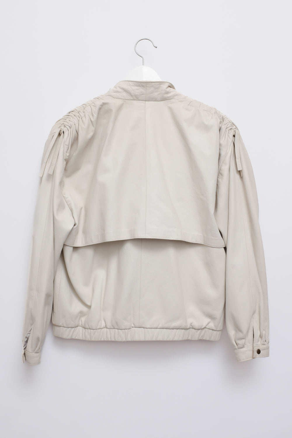 VINTAGE WHITE LEATHER BOMBER JACKET