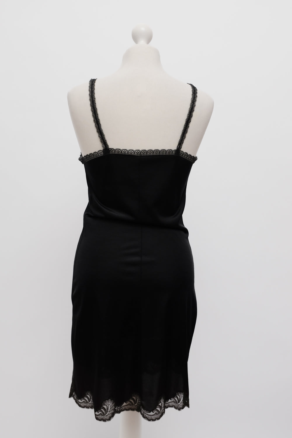VINTAGE PARIS 1950 BLACK LACE SLIP DRESS
