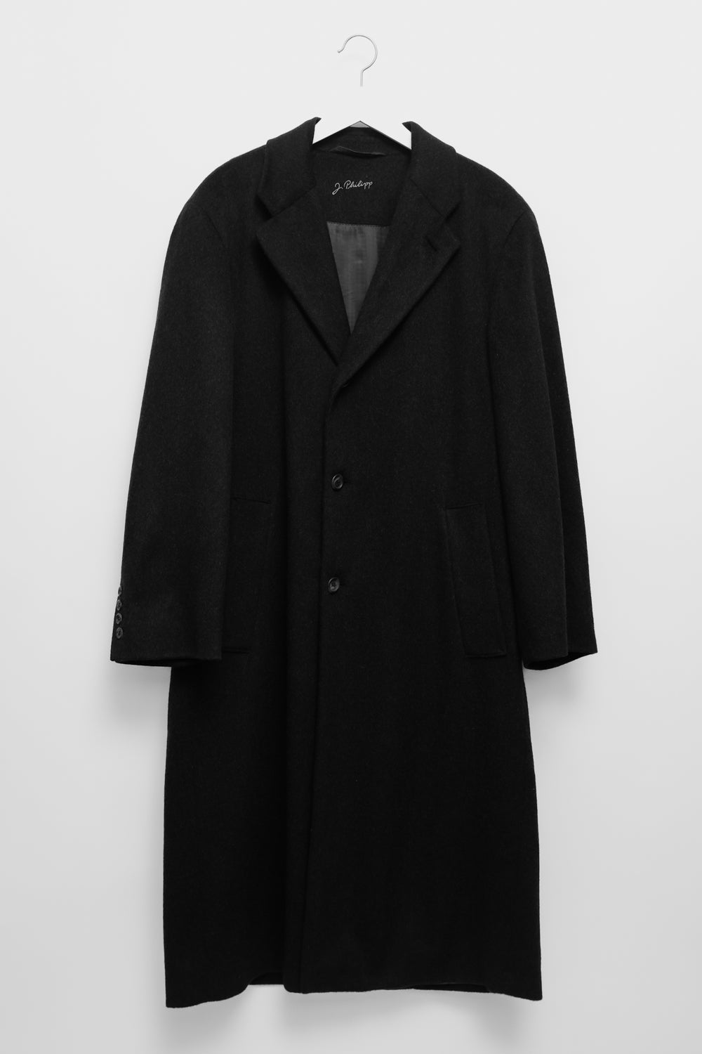 PURE CASHMERE BLACK ANTHRACITE MAXI COAT