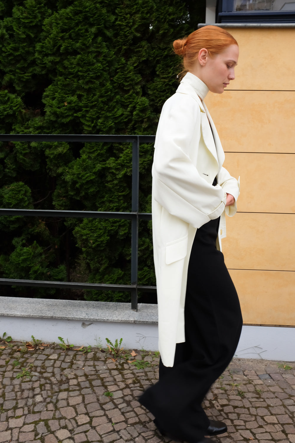CREAM VINTAGE FLOWY TRENCH COAT