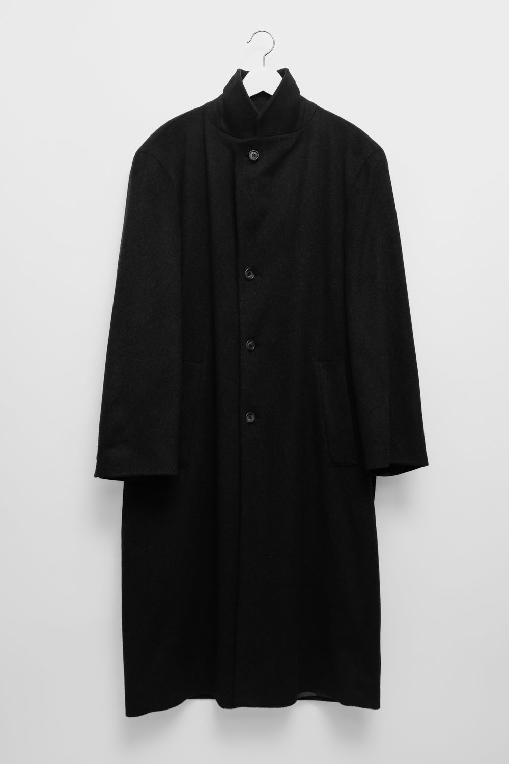 PURE CASHMERE BLACK ANTHRACITE MAXI COAT