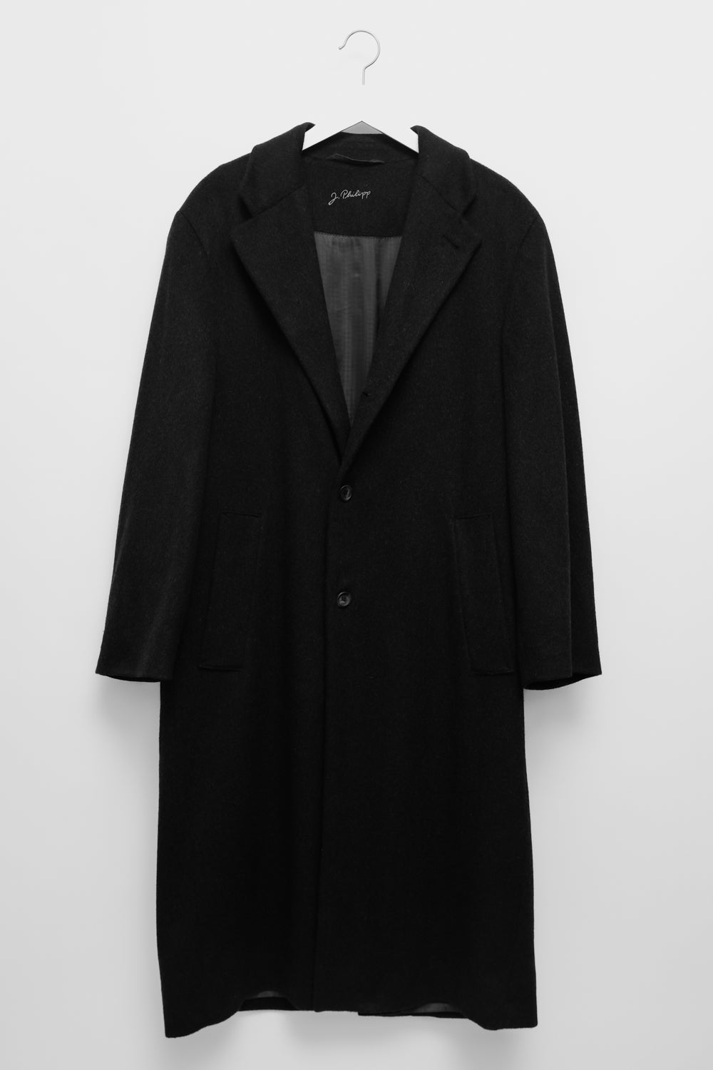PURE CASHMERE BLACK ANTHRACITE MAXI COAT