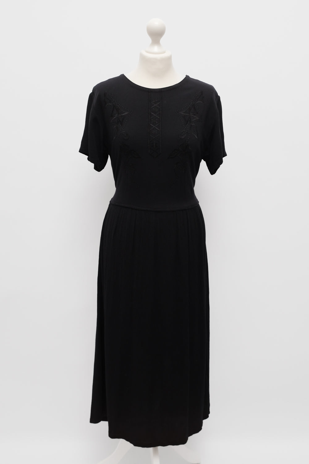 PURE COTTON BLACK MAXI VINTAGE DRESS