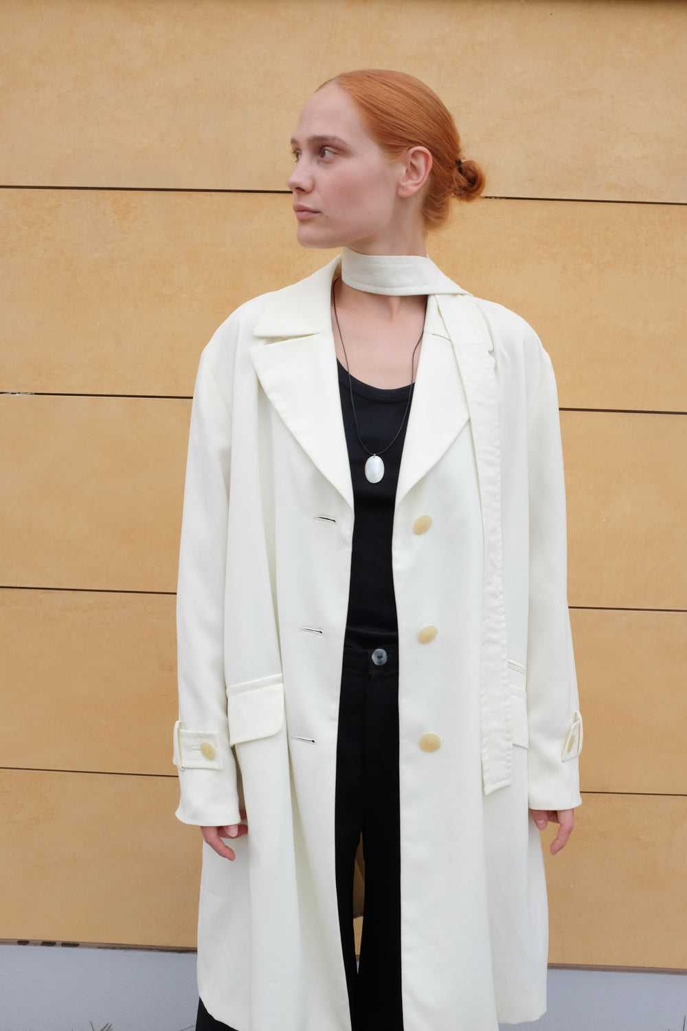 CREAM VINTAGE FLOWY TRENCH COAT