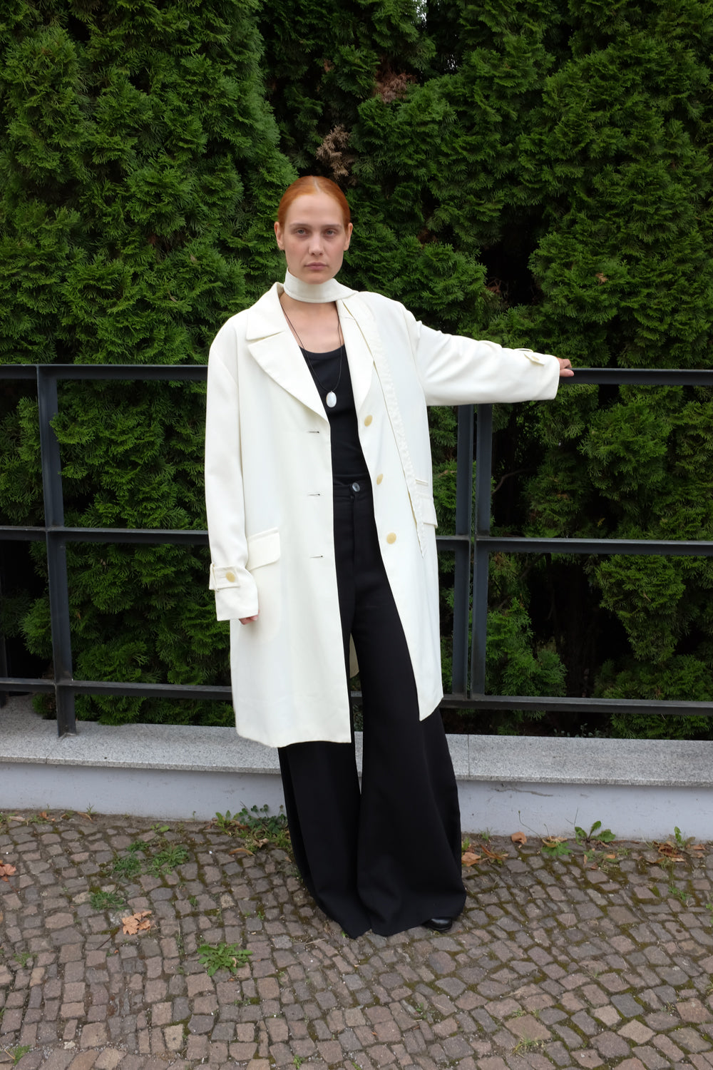 CREAM VINTAGE FLOWY TRENCH COAT